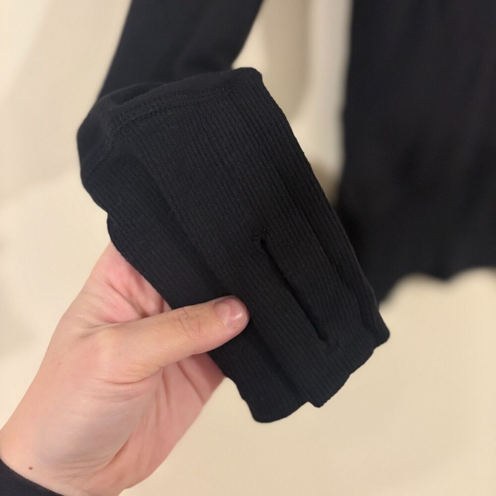 Athleta Long Sleeve Cotton Blend Pullover Sweatshirt Black Small - Picture 4 of 7